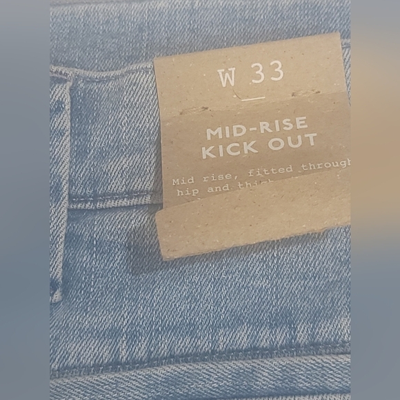 Madewell Mid-rise Kick Out Crop Denim Blue Jean Size 33 Front Patch Pockets - Picture 4 of 14